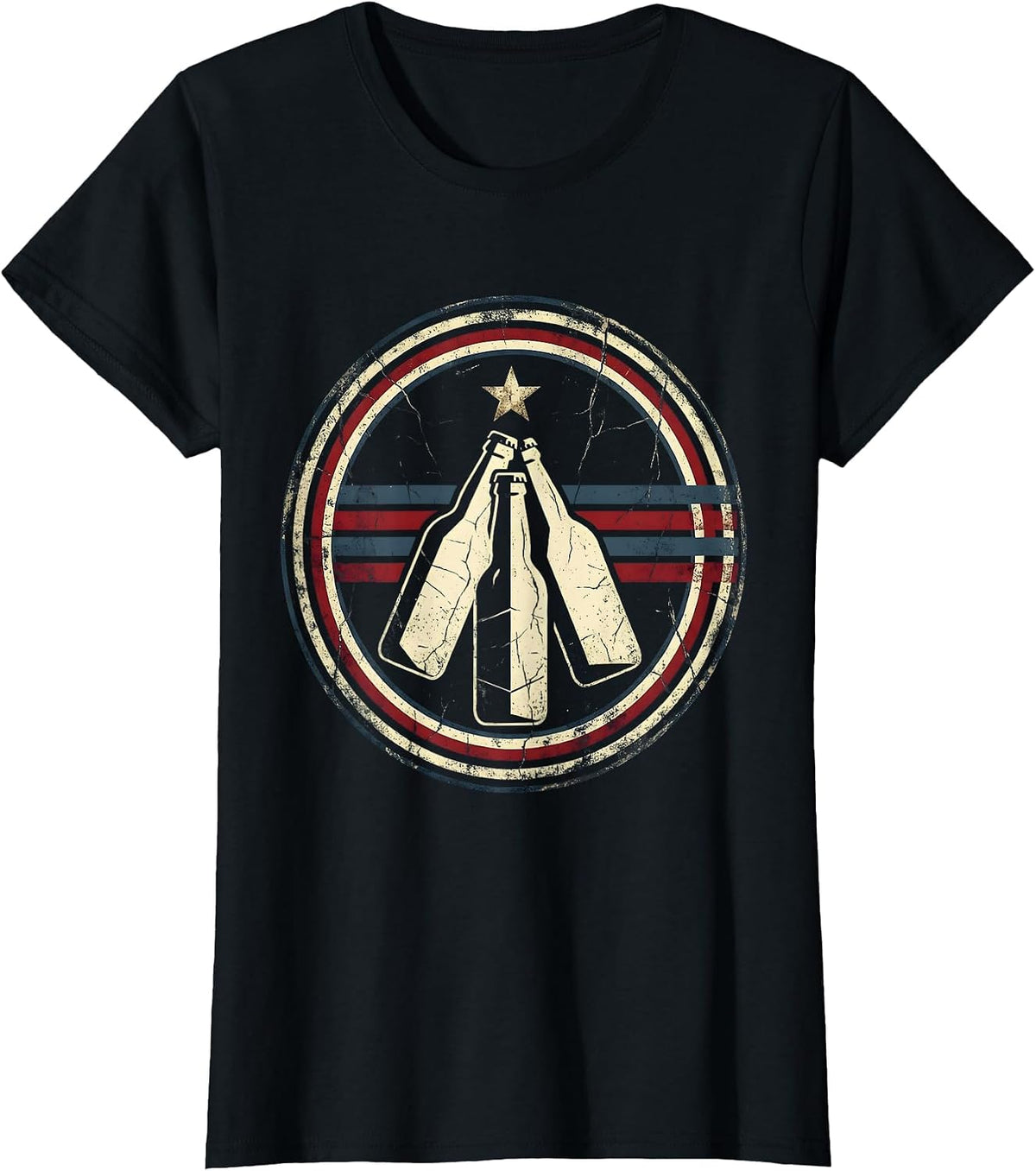 Labor Day Workers Clinking Beer Bottles Graphic T-Shirt - Black