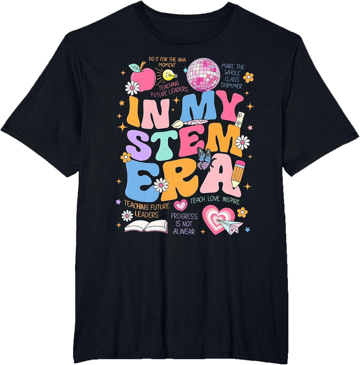Groovy in My Stem Era Science Teacher Back to School T-Shirt - Black