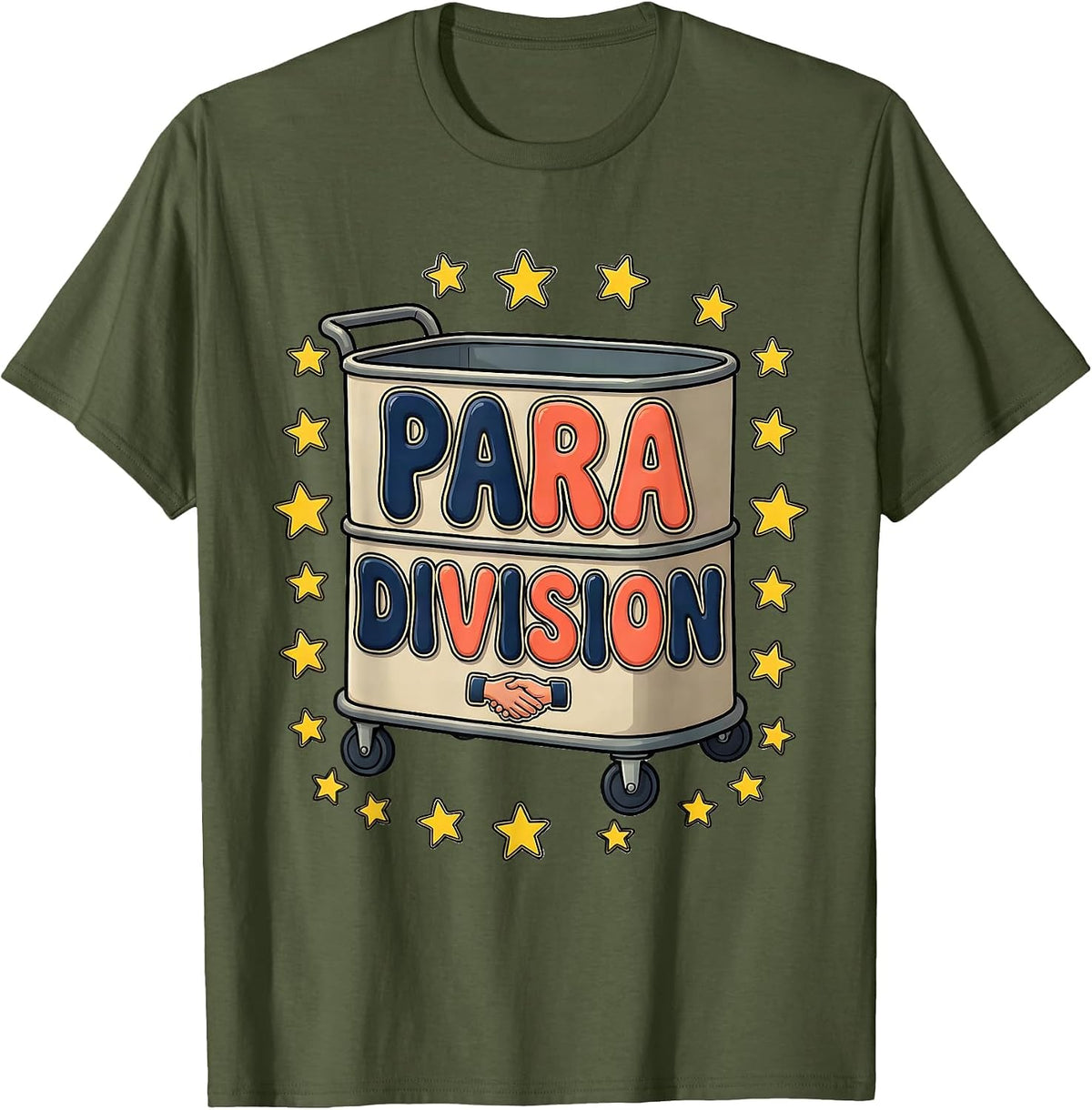 Para Division Custom Teacher Paraeducator Appreciation Back T-Shirt - Olive Green