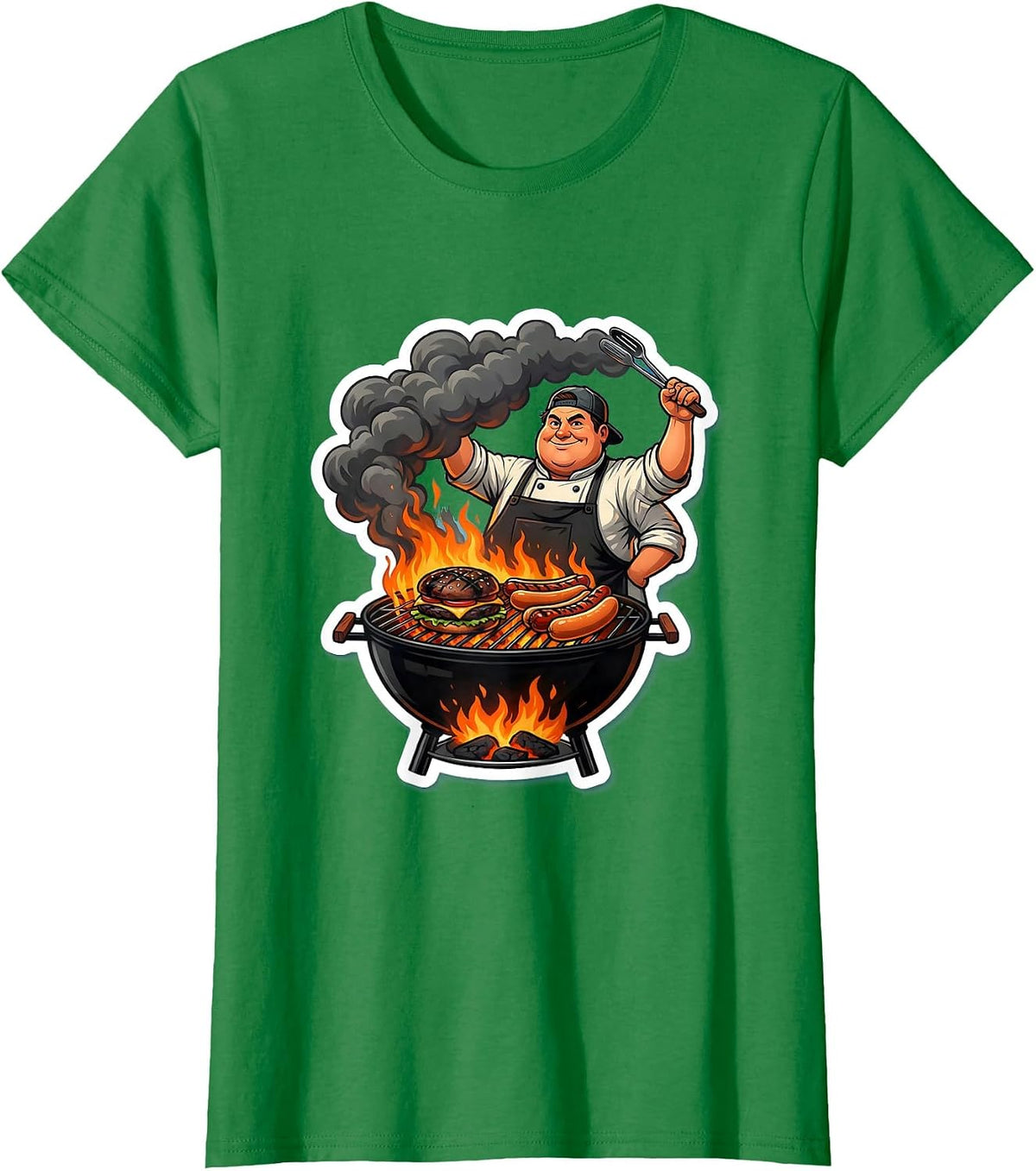 Uncle Backyard Grill Master Burning Food Funny T-Shirt - Kelly Green
