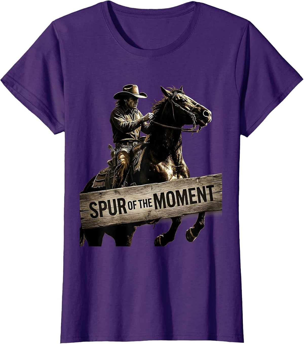 Women's Spur of the Moment Cowgirl Graphic Design T-Shirt - Purple