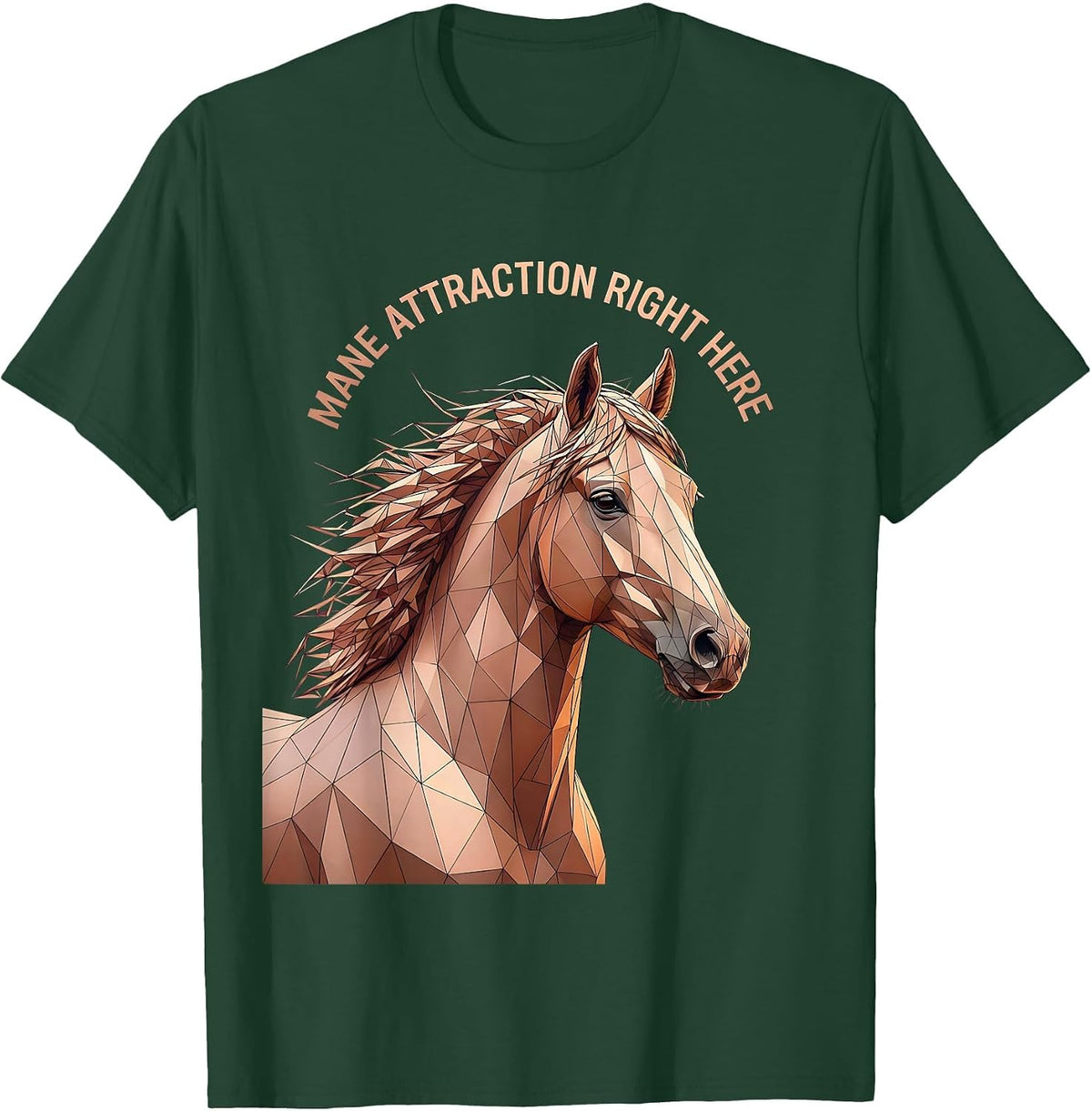 Men's Mane Attraction Here Horse Lover Design T-Shirt - Dark Green