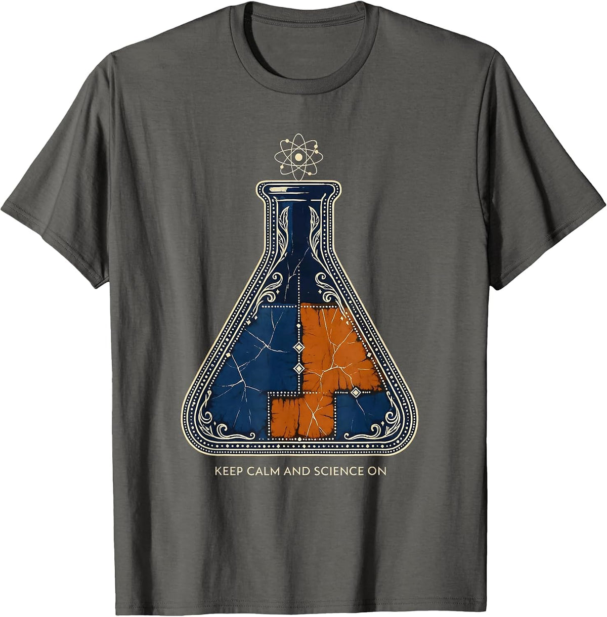 Keep Calm and Science On Science Teacher Design T-Shirt - Asphalt Grey