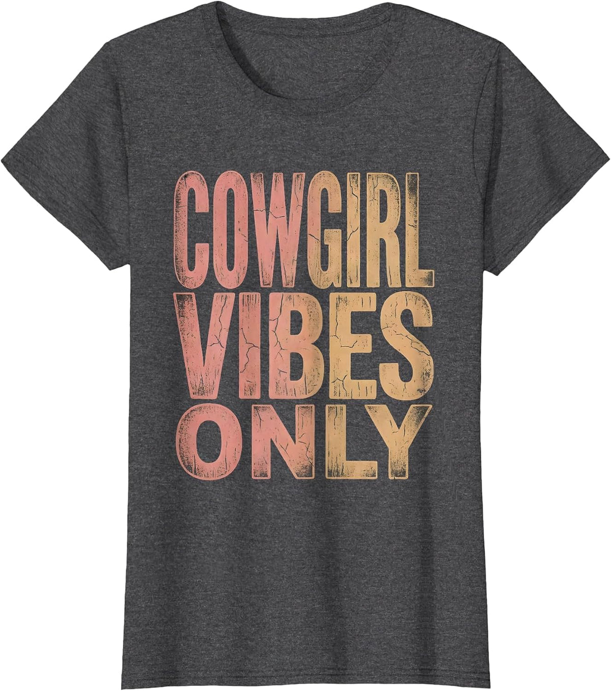 Women's Cowgirl Vibes Only Western Girls Design T-Shirt - Dark Heather Grey