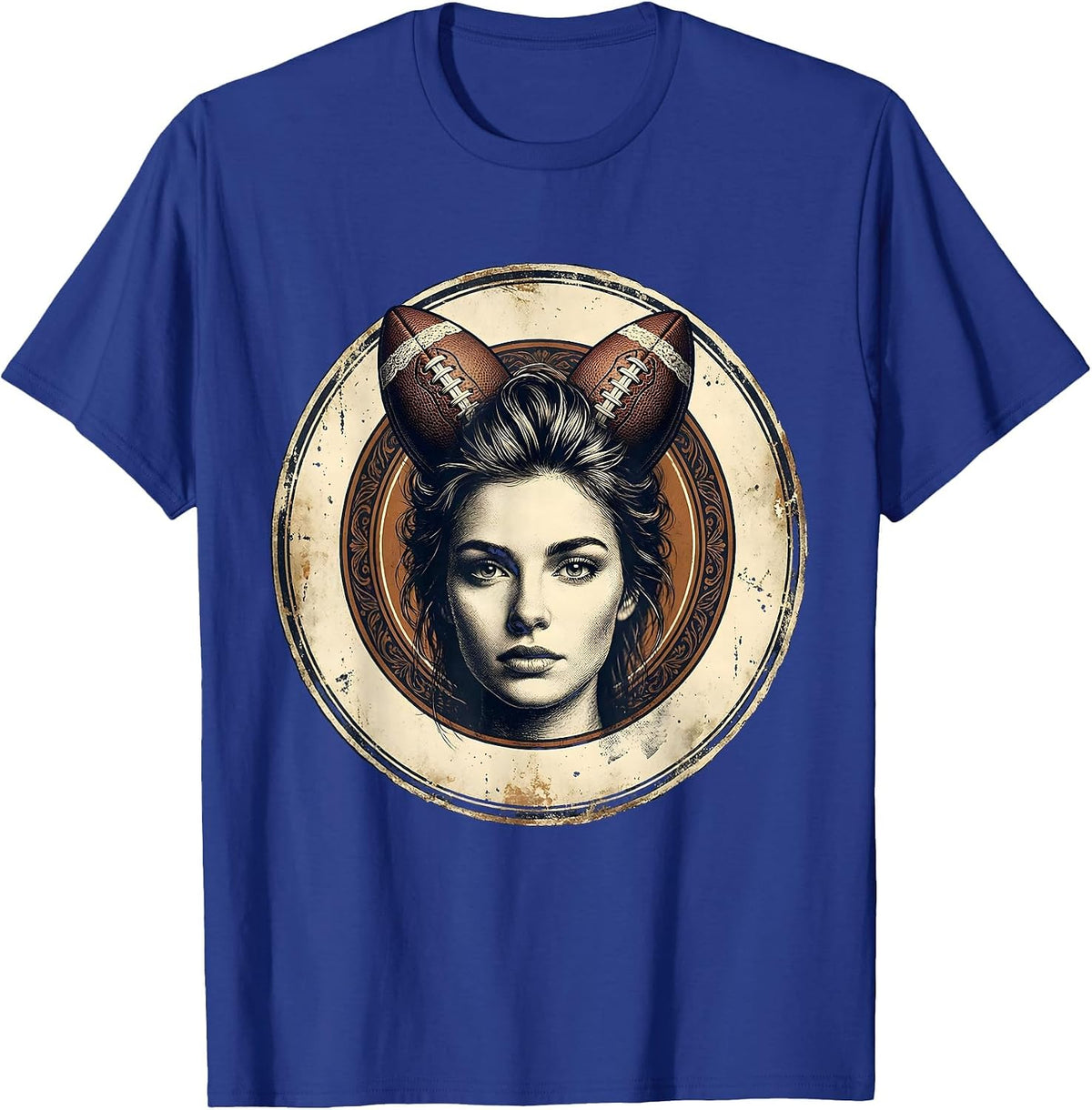 Men's Football Mom Cat Ears Graphic Design T-Shirt - Royal Blue
