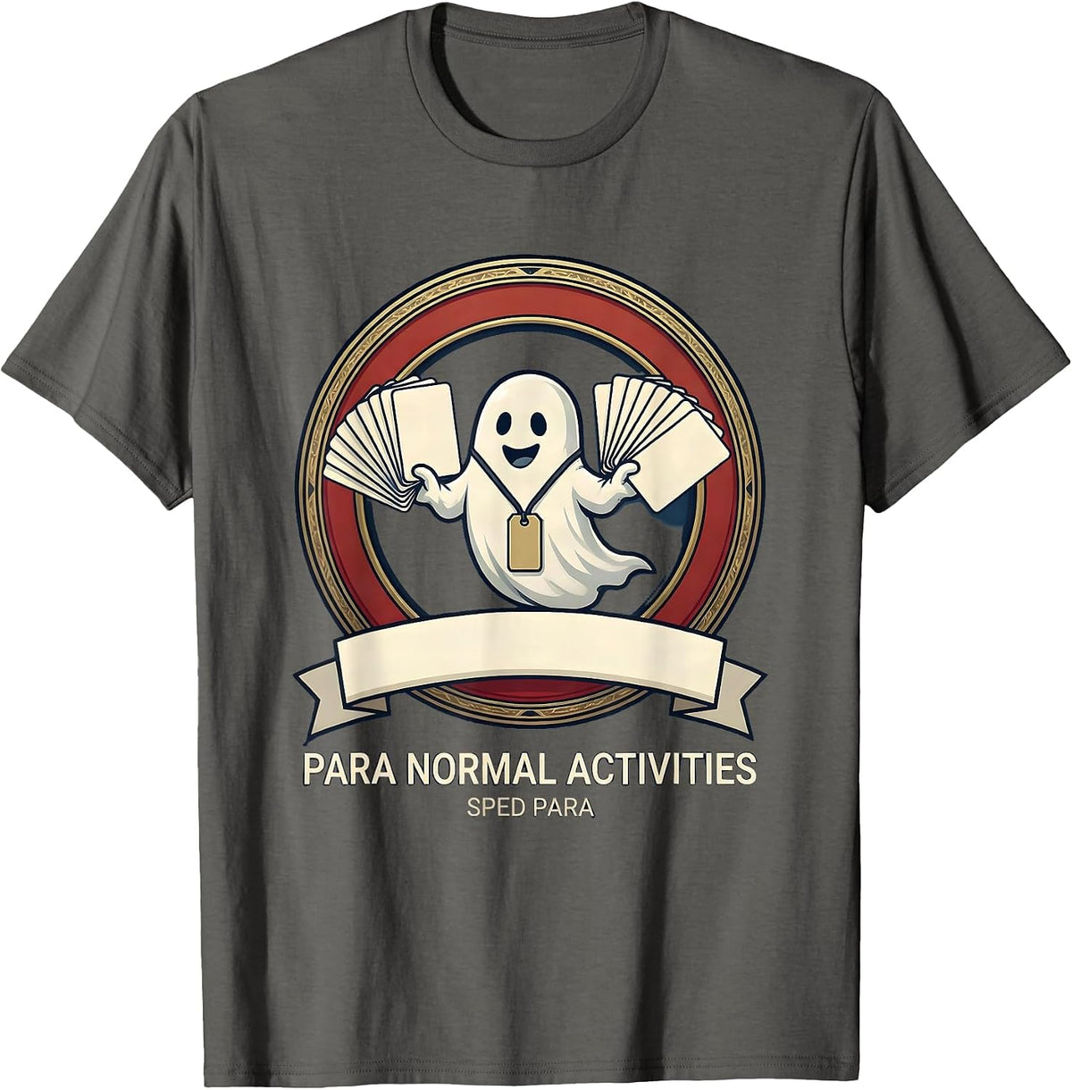 Men's Para Normal Activities SPED Para Ghost Halloween Teacher T-Shirt - Asphalt Grey