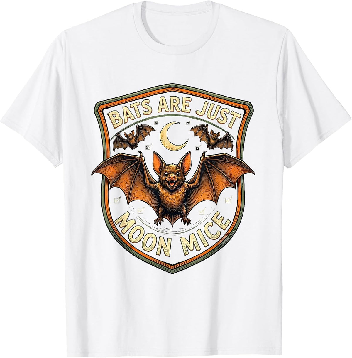 Men's Bats Are Just Moon Mice Funny Bat Lover Biology Science T-Shirt - White