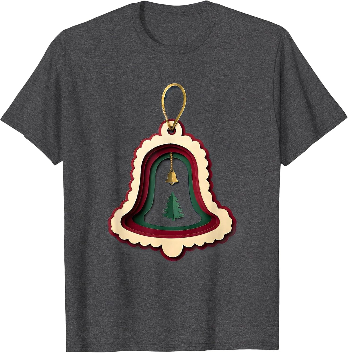 Dental Crown Christmas Bell Dentist Holiday Humor T-Shirt - Dark Heather Grey