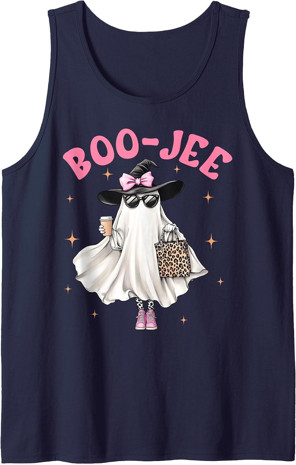 Spooky Season Cute Ghost Funny Halloween Boujee Boo-JEE Tank Top - Navy Blue