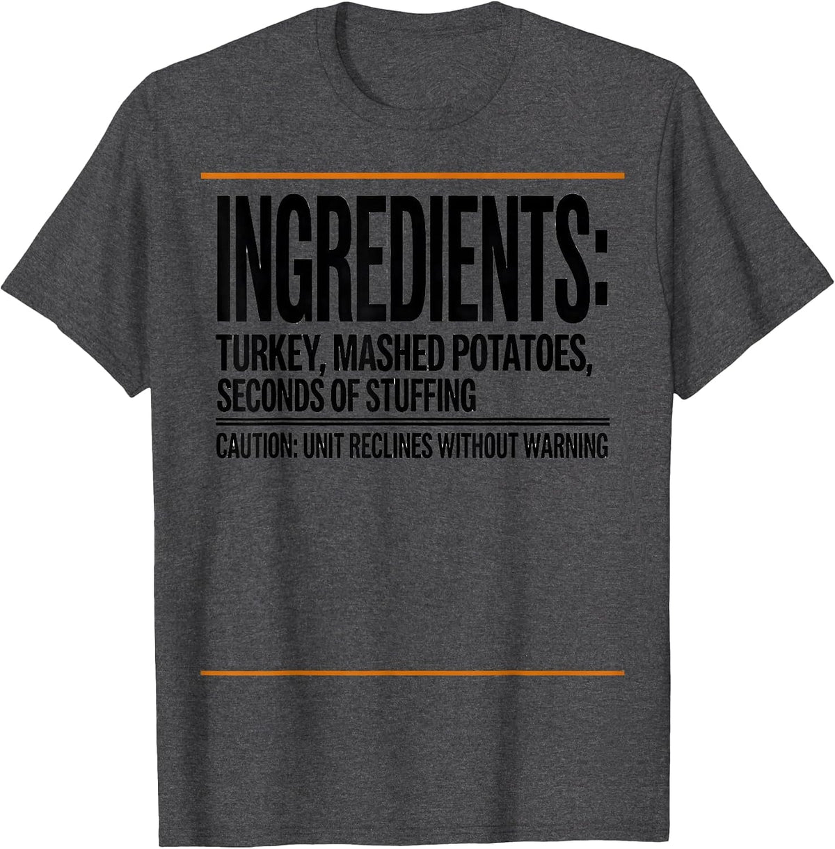Thanksgiving Dinner Costume Nutrition Facts Parody T-Shirt - Dark Heather Grey