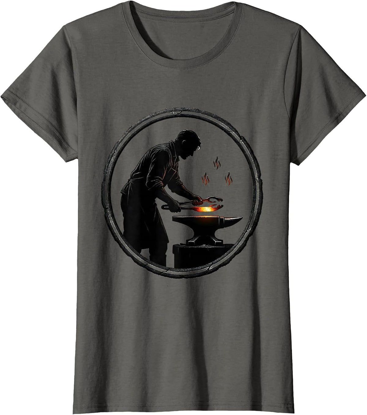 Women's Sealed Forge Badge Blacksmith Craft Pride Gift T-Shirt - Asphalt Grey