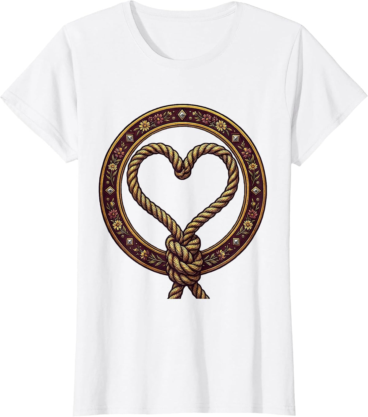 Western Lasso Heart Graphic Tee T-Shirt - White