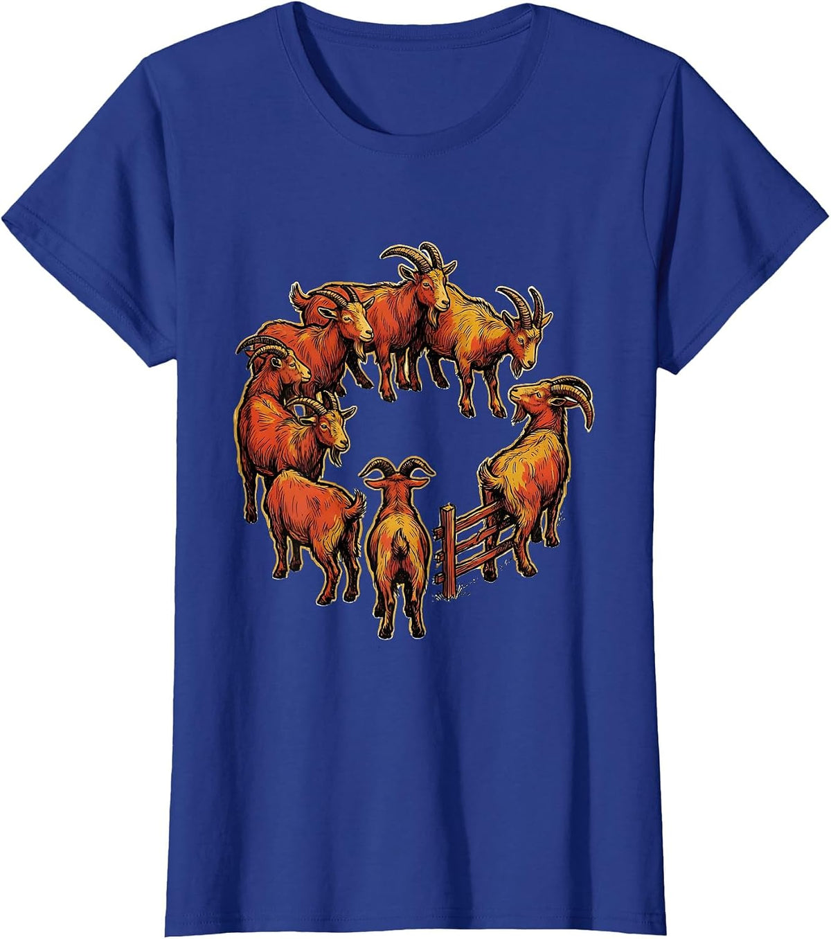 Women's Seven Goats Spiral Funny Goat Lover Farmer Gift T-Shirt - Royal Blue