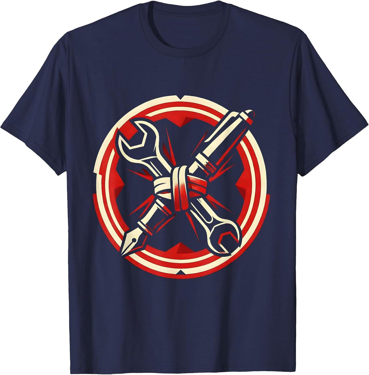 Equal Rights Labor Day Wrench and Pen Unity Design T-Shirt - Navy Blue
