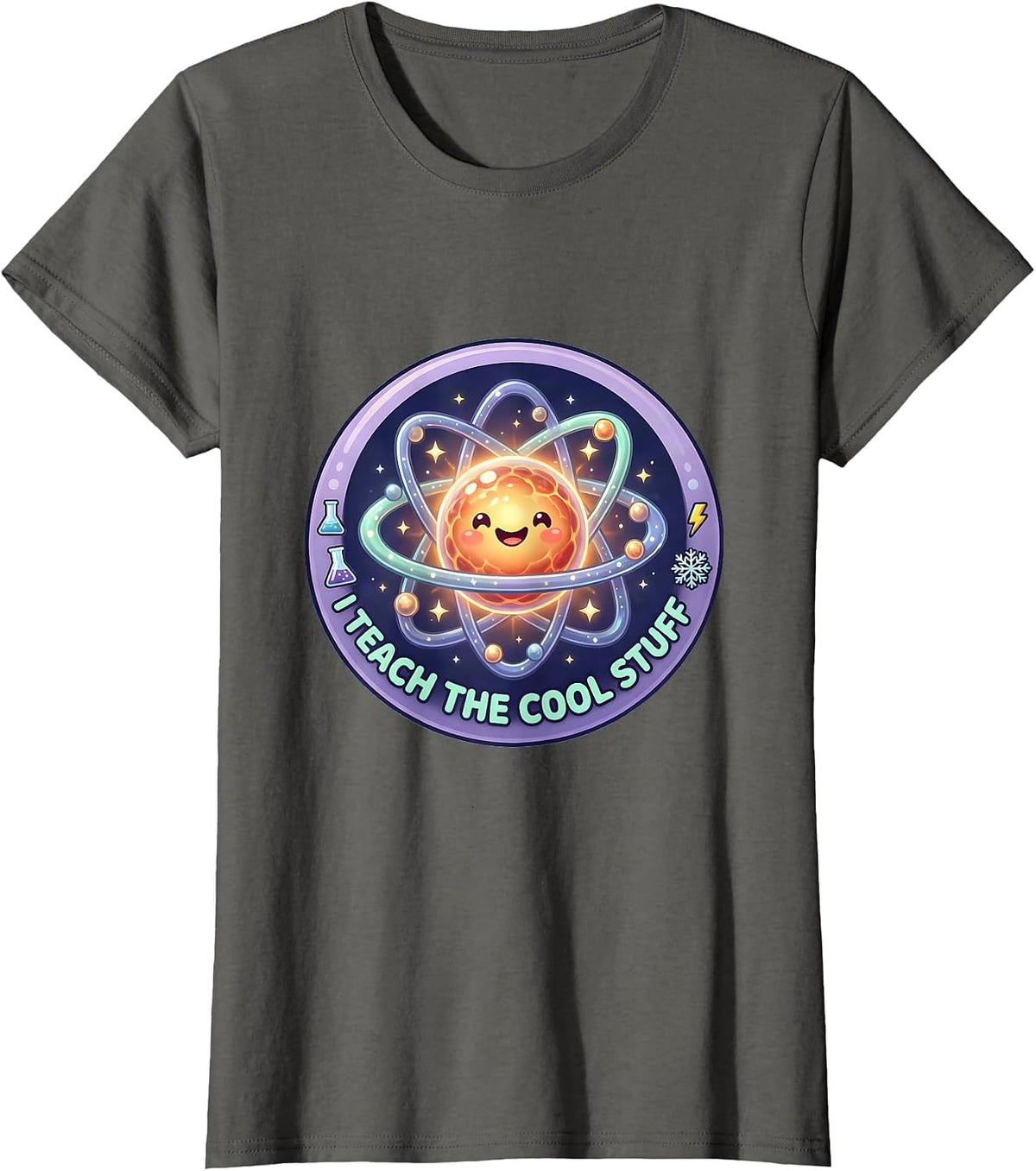 Women's I Teach The Cool Stuff Science Teacher Design T-Shirt - Asphalt Grey