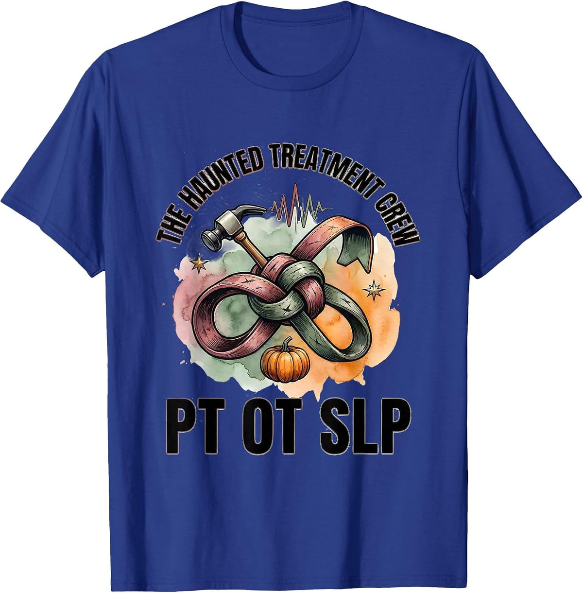 Men's The Haunted Treatment Crew PT OT SLP Halloween Physical T-Shirt - Royal Blue