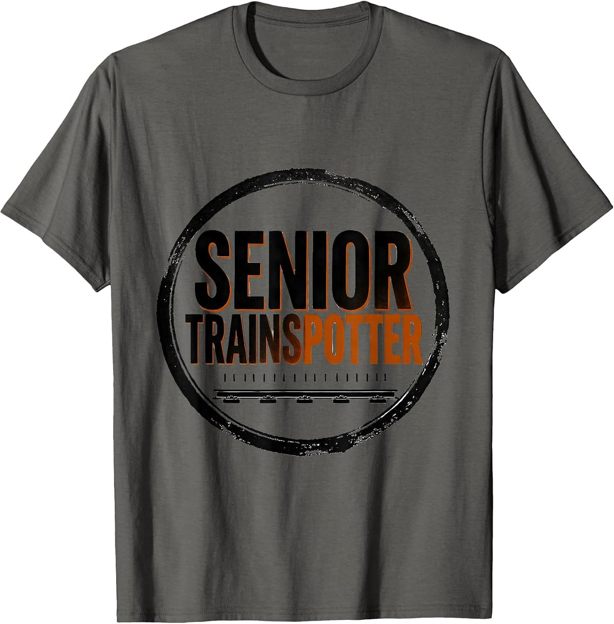 Senior Trainspotter Funny Train Enthusiast Gift For Train T-Shirt - Asphalt Grey