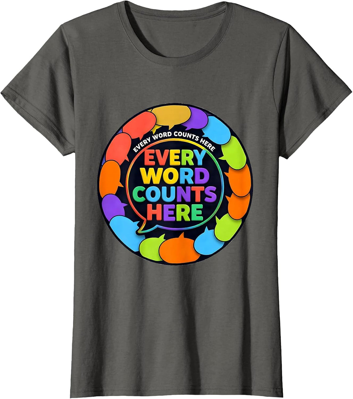 Women's Every Word Counts Speech Therapy Design T-Shirt - Asphalt Grey