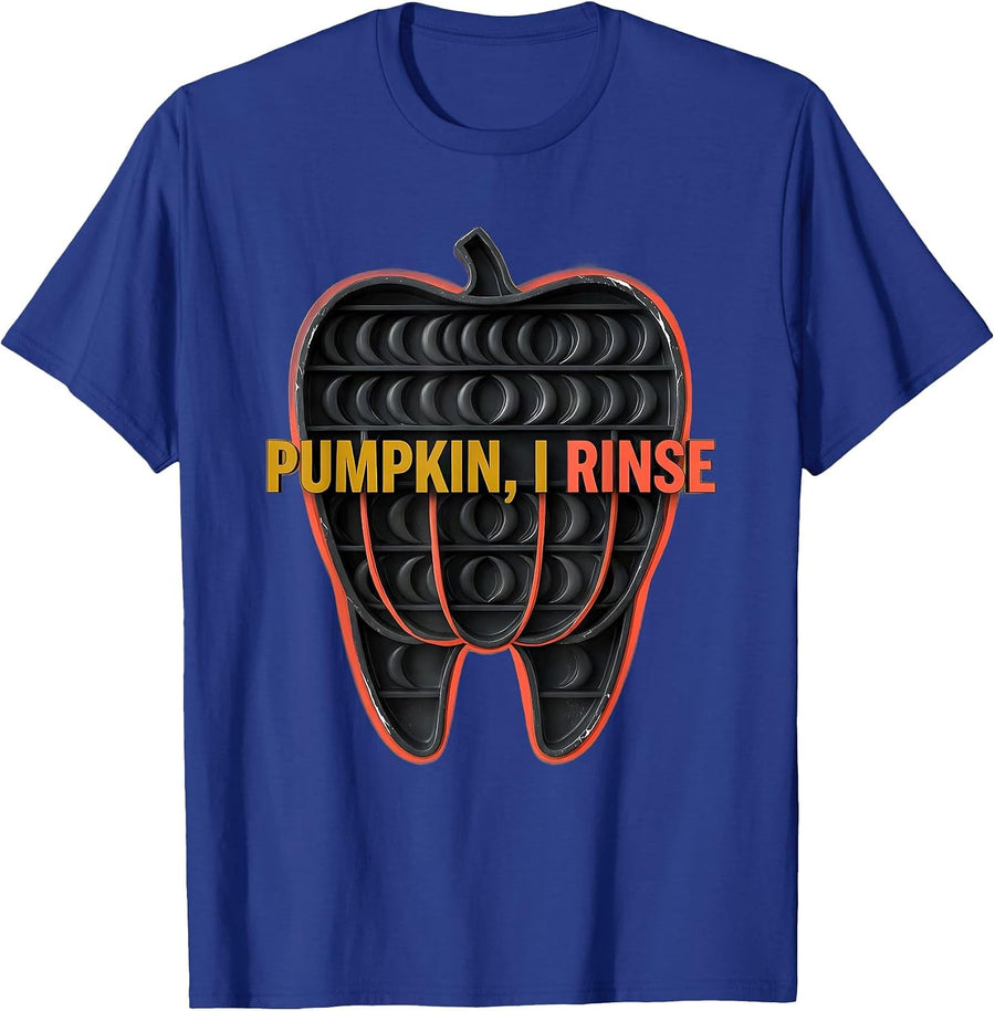 Pumpkin, I Rinse Midcentury Dental Hygienist Halloween Humor T-Shirt - Royal Blue
