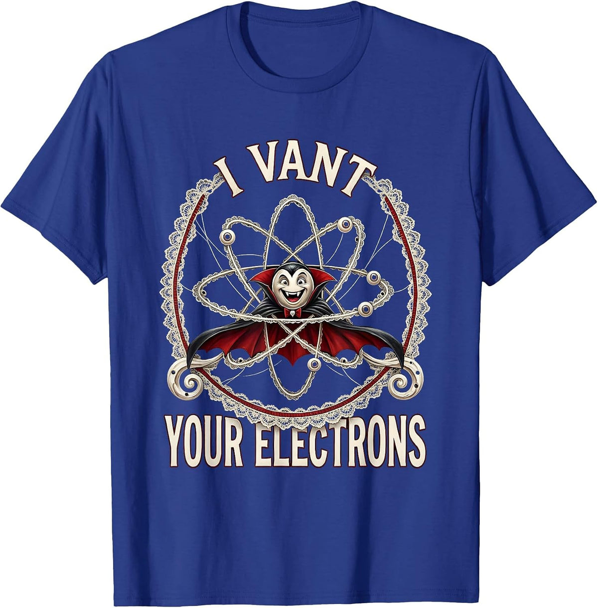 I Vant Your Electrons Halloween Vampire Molecule T-Shirt - Royal Blue