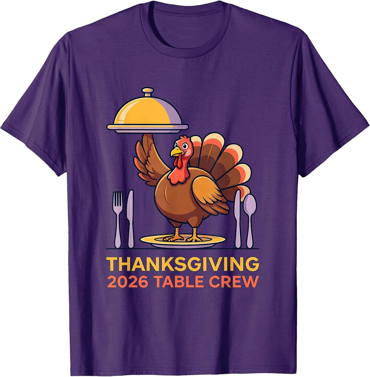 Thanksgiving 2026 Table Crew Family Crew Matching T-Shirt - Purple