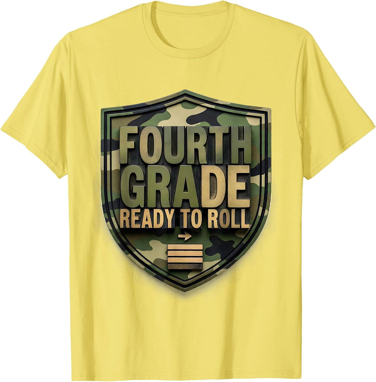 Men's Fourth Grade Ready To Roll Camo Back To School Boys T-Shirt - Lemon Yellow