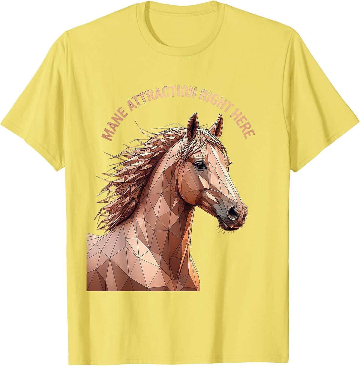 Men's Mane Attraction Here Horse Lover Design T-Shirt - Lemon Yellow