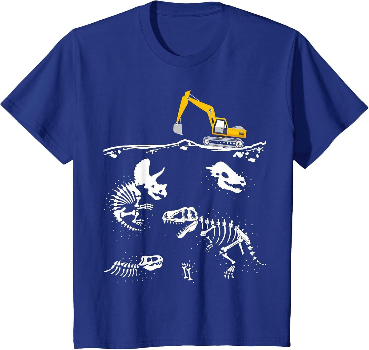 Dinosaur Fossils Digging Excavator Dinos Skeleton T-rex T-Shirt - Royal Blue