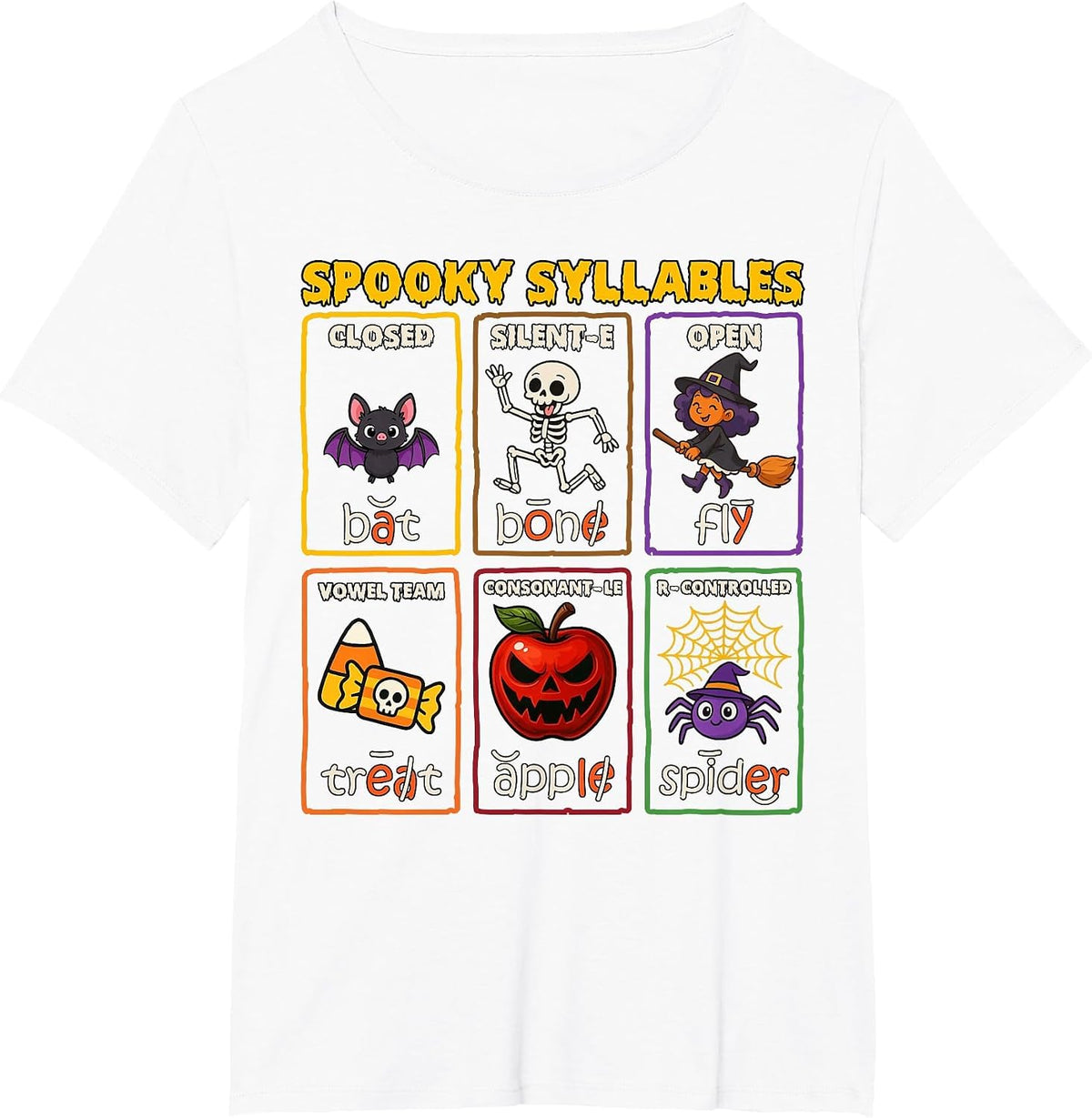 Spooky Syllables Halloween Reading Teacher T-Shirt - White