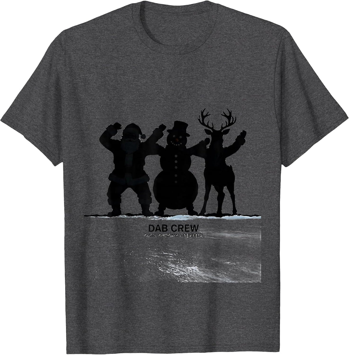 Dab Crew: Santa, Snowman & Reindeer Funny Kids Christmas T-Shirt - Dark Heather Grey