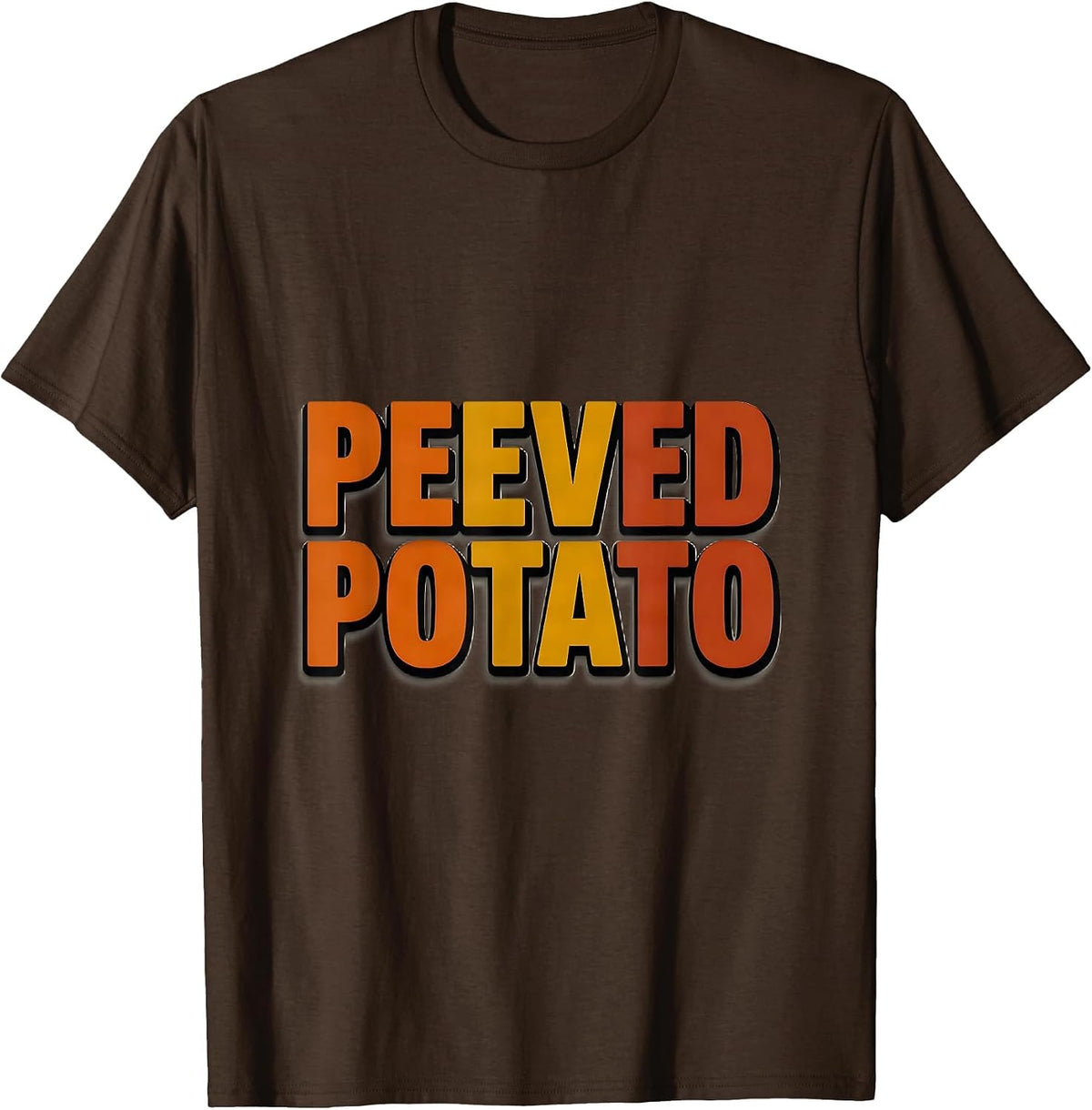 Men's Peeved Potato Bold Condensed Funny Couples Thanksgiving T-Shirt - Brown