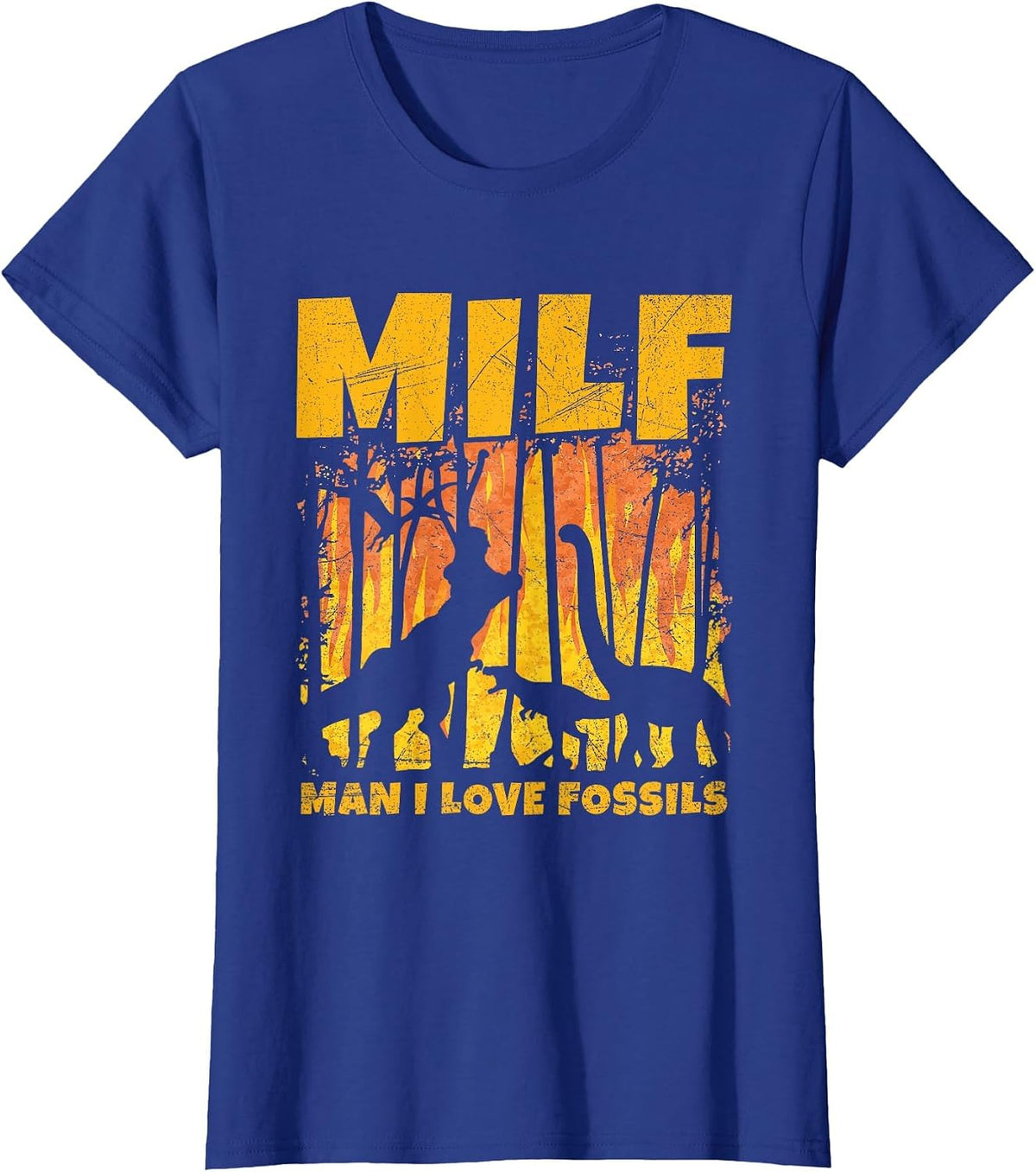 Milf - Man I Love Fossils Design for a Paleontologist T-Shirt - Royal Blue