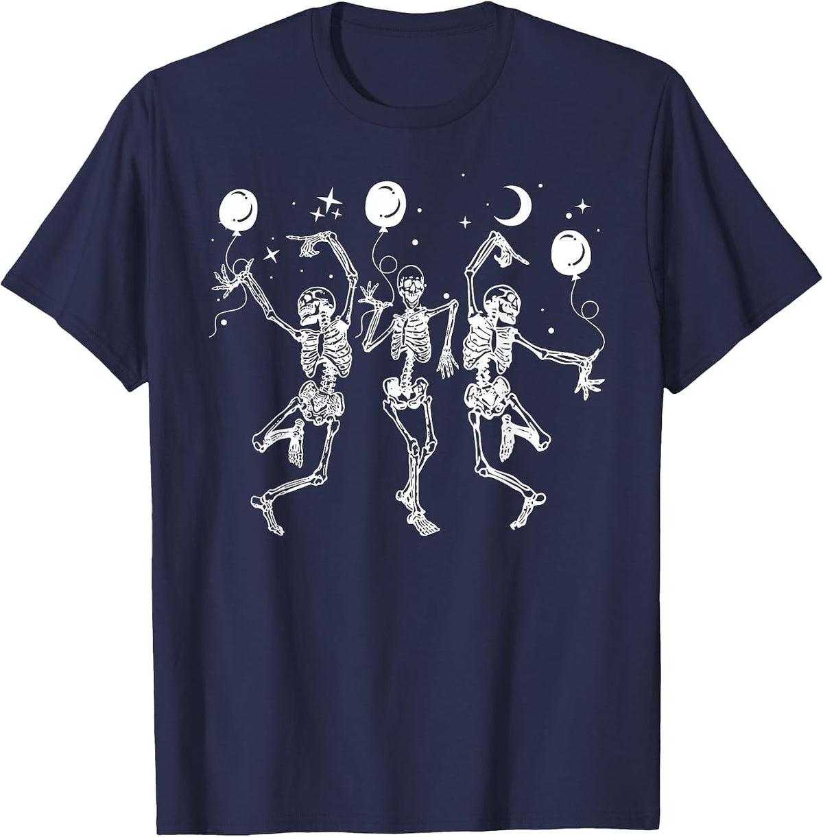 Skeleton Dancing Spooky Season Halloween Trick Or Treat T-Shirt - Navy Blue