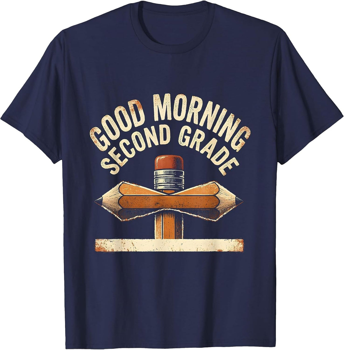 Men's Good Morning, Second Grade Cute Coquette Bow Back to School T-Shirt - Navy Blue