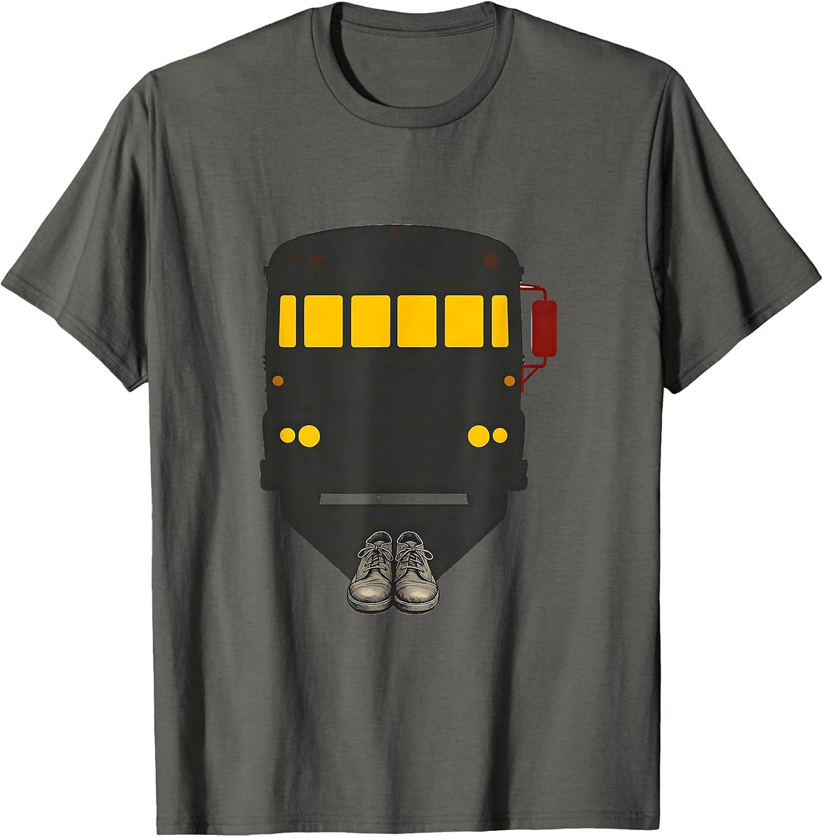 School Bus Shadow Funny Halloween Costume T-Shirt - Asphalt Grey