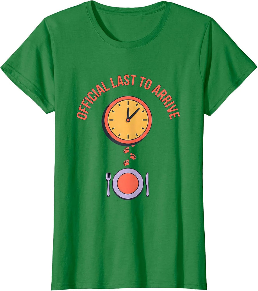 Women's Official Last To Arrive Funny Thanksgiving Crew Turkey Humor T-Shirt - Kelly Green