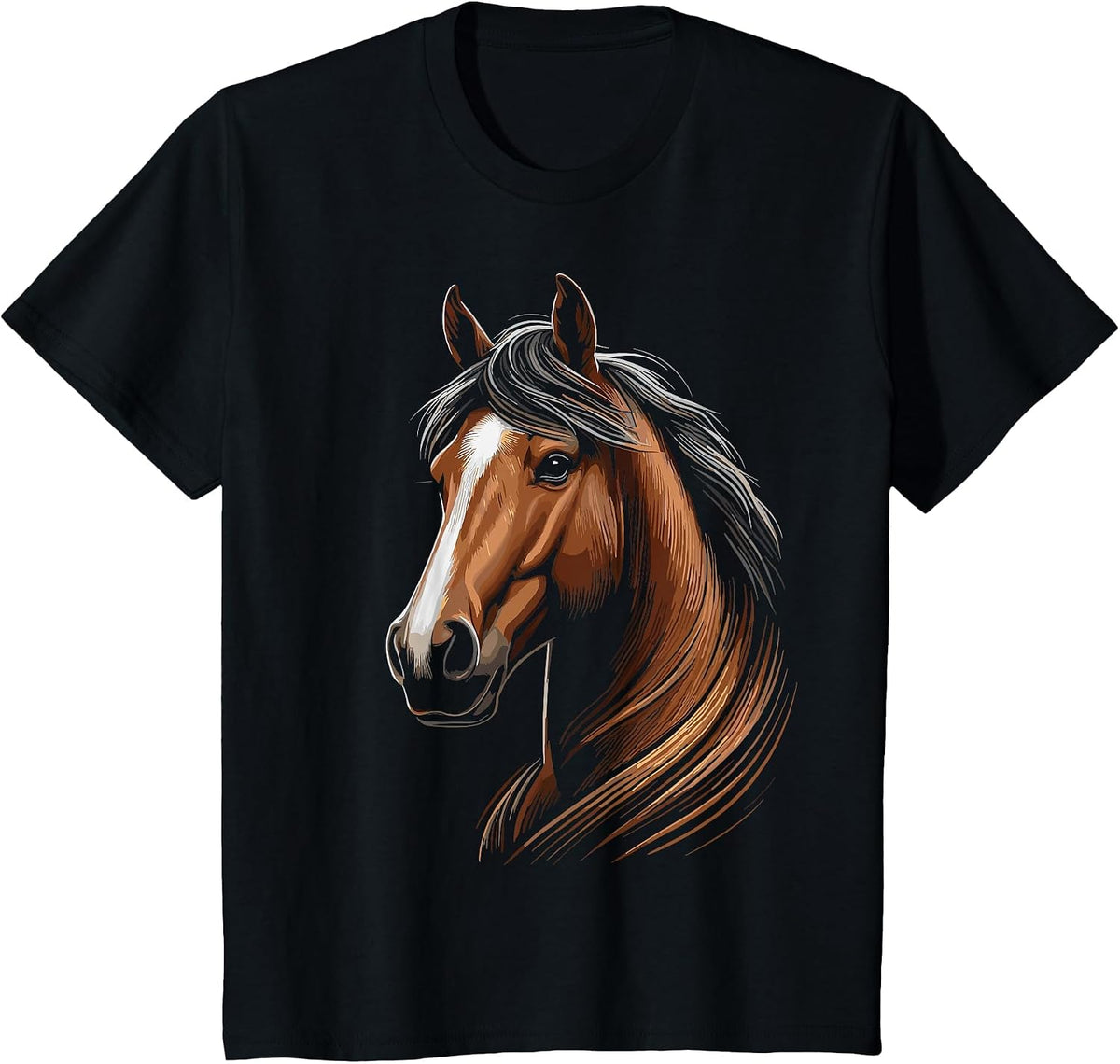Horse Face Horseback Riding T-Shirt - Black