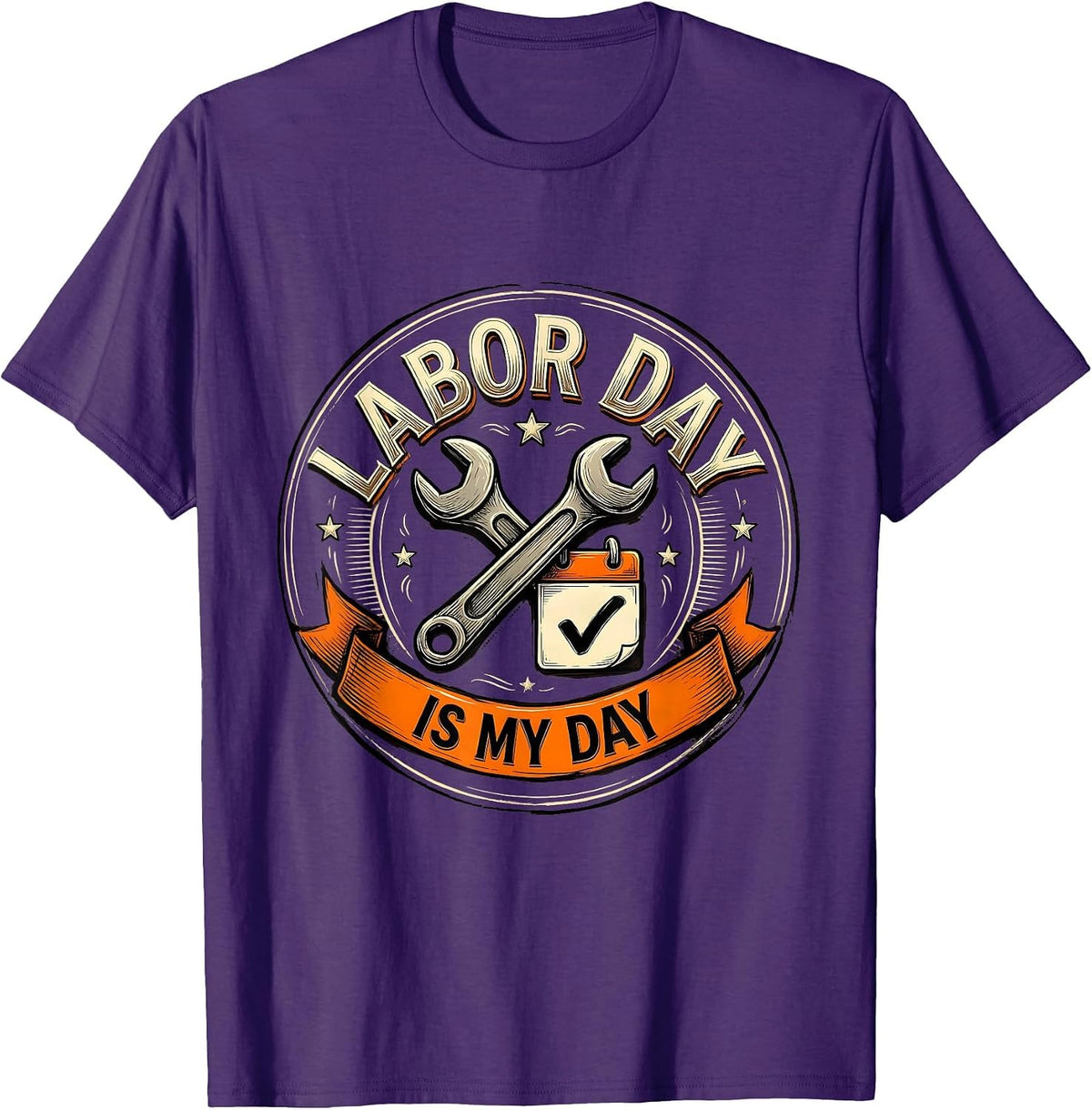 Men's Labor Day Is My Day Funny Blue Collar Worker Humor T-Shirt - Purple