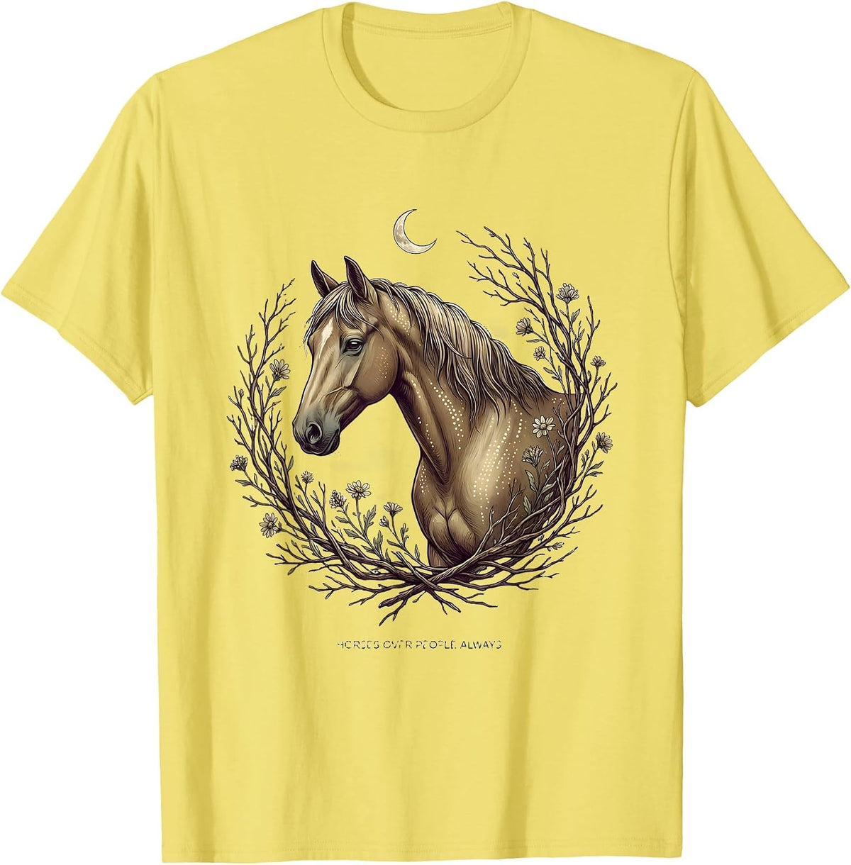 Men's Horses Over People Always Bold Equestrian Design T-Shirt - Lemon Yellow