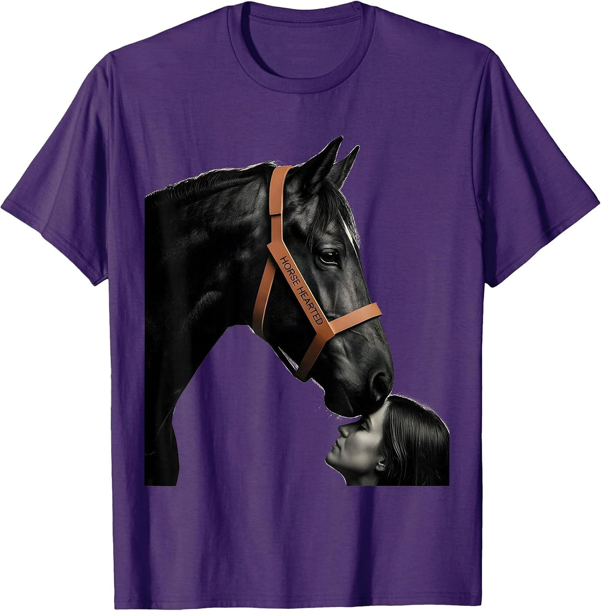 Horse Hearted Minimalist Horse Lover Girl Humor T-Shirt - Purple