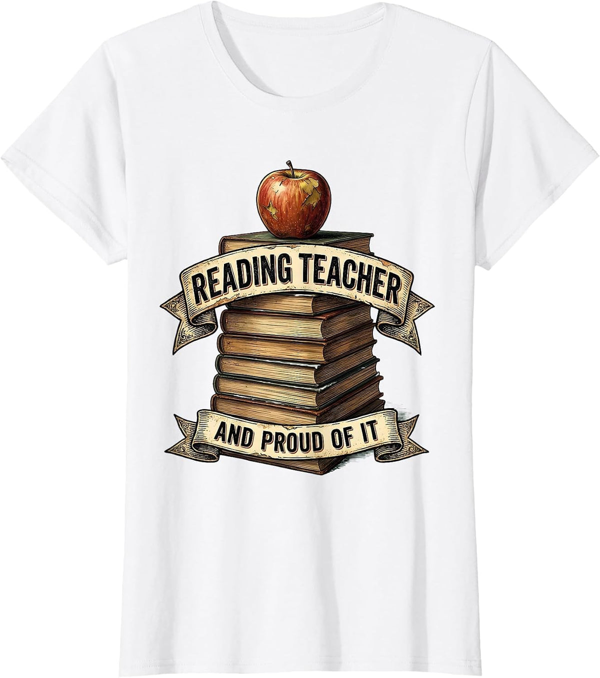 Reading Teacher And Proud Of It Educator Design T-Shirt - White