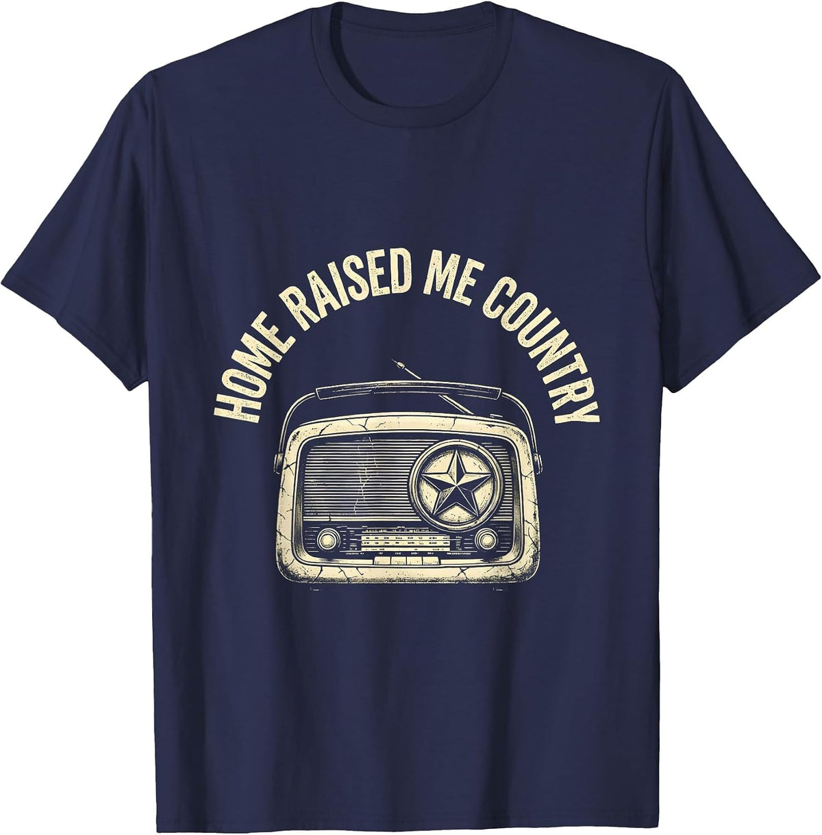 Home Raised Me Country Boho Western Vintage Radio Cowboy T-Shirt - Navy Blue