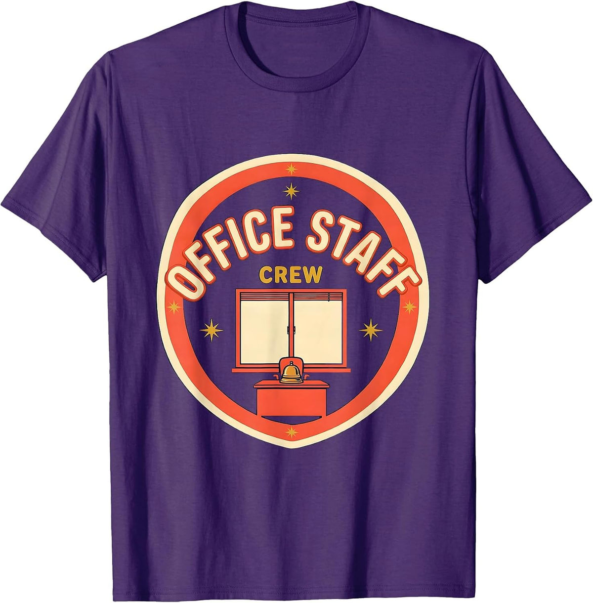 Men's Office Staff Crew Screenprint School Support Staff T-Shirt - Purple