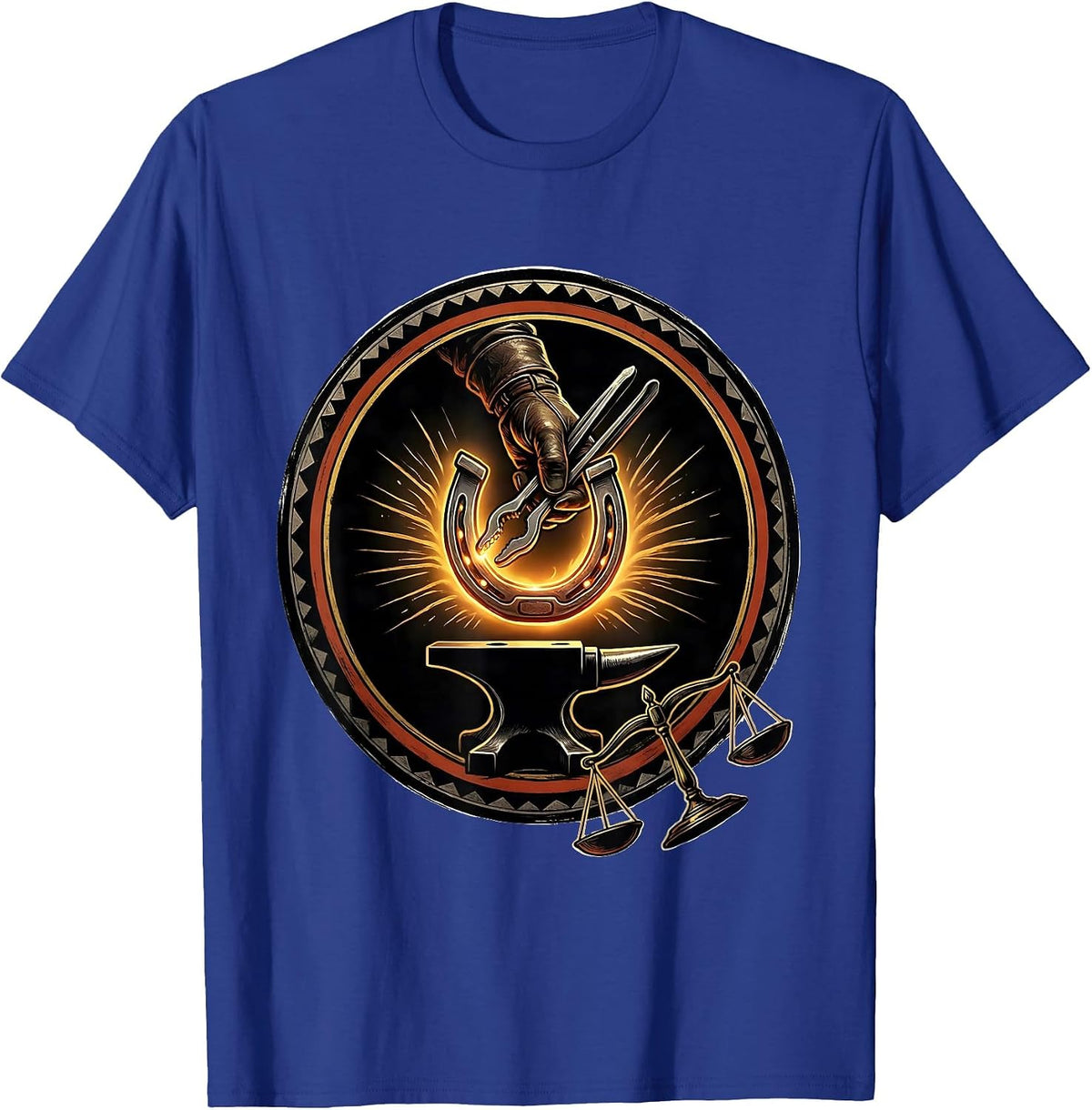 Men's Sealed Forge Badge Blacksmith Humor Metalworking Hobbyist T-Shirt - Royal Blue