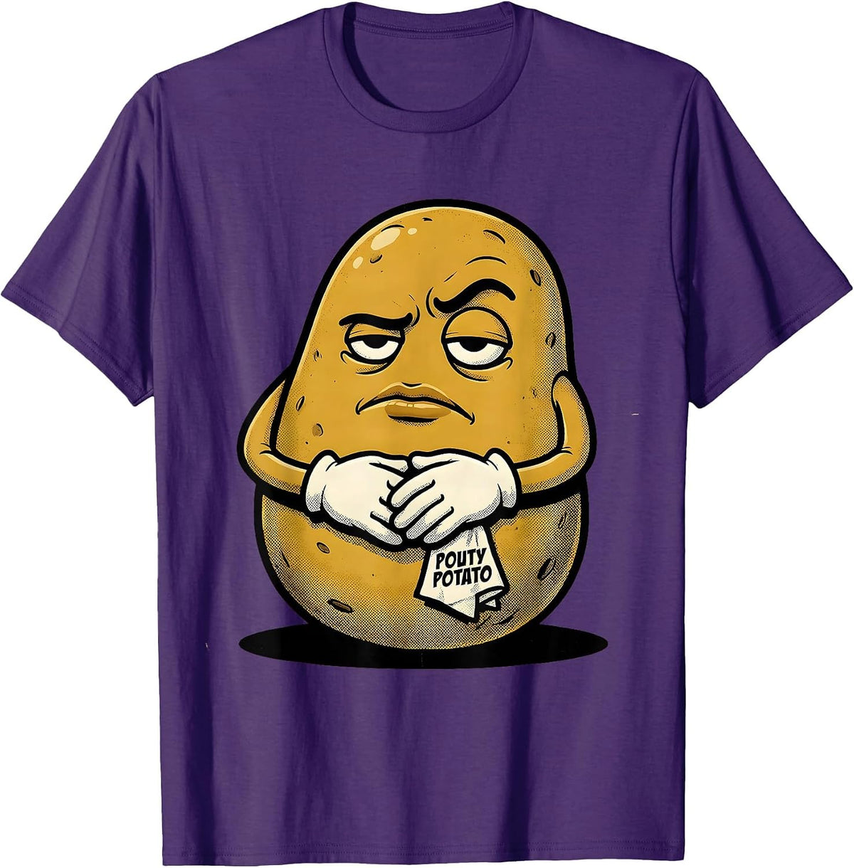 Pouty Potato Retro Cartoon Funny Couples Thanksgiving T-Shirt - Purple