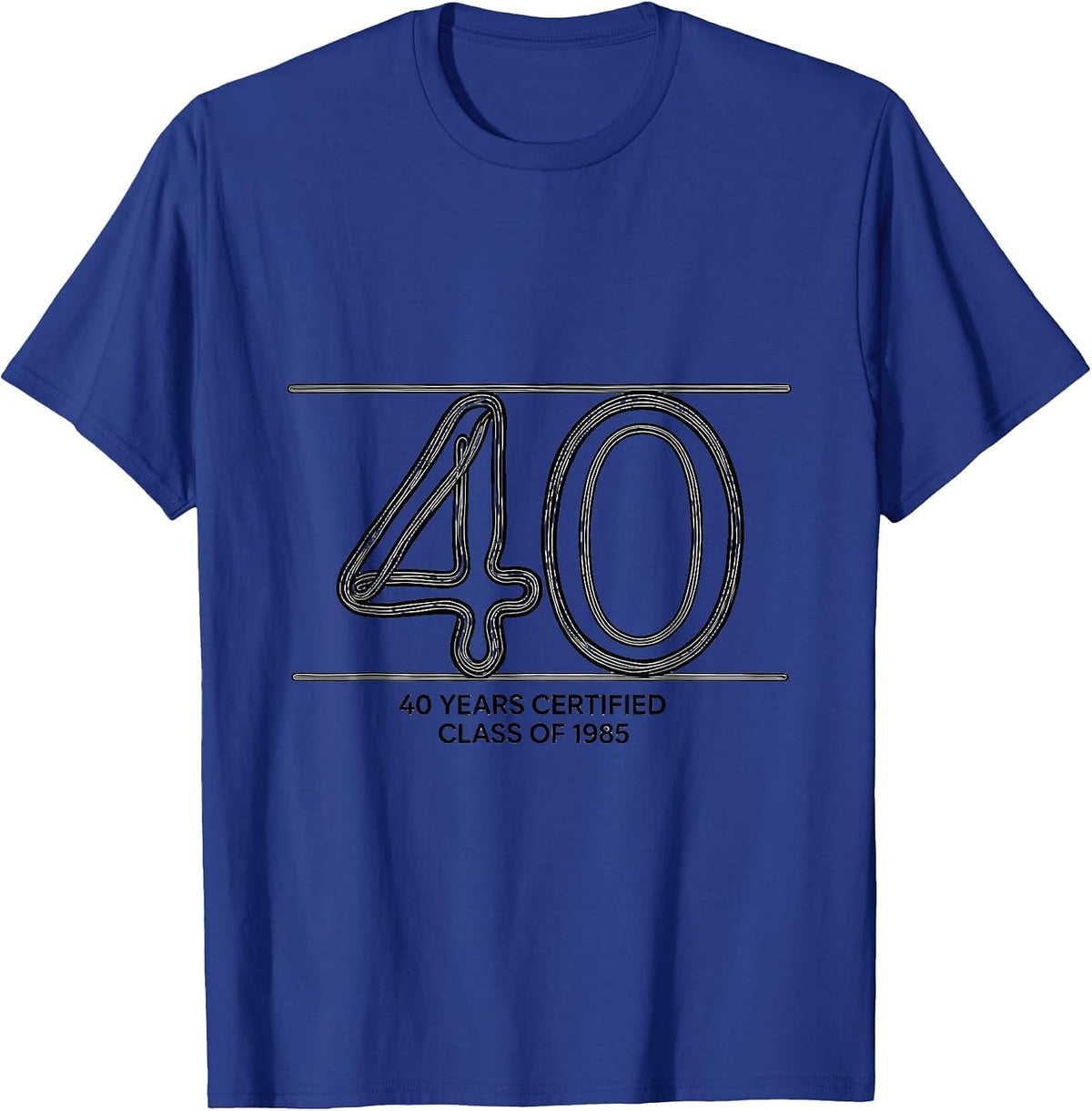 Men's 40 Years Certified Class of 1985 Vintage Milestone Birthday T-Shirt - Royal Blue