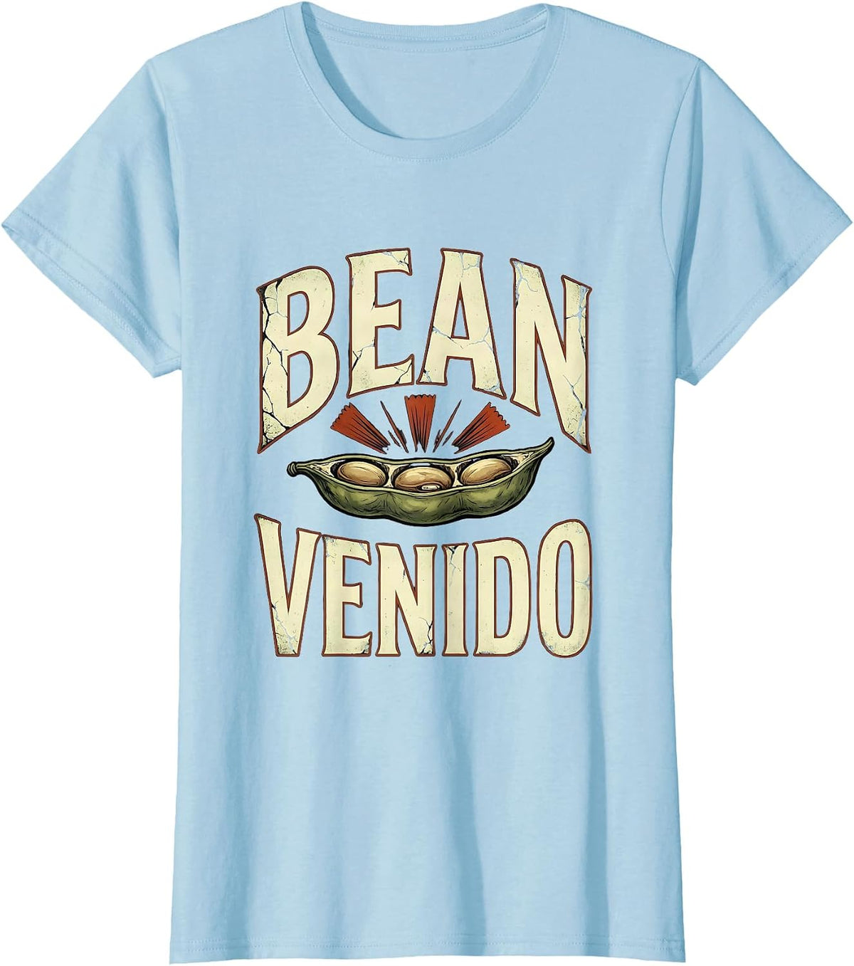 Bean Venido Distressed Cinco De Mayo Spanish Pun Party Humor T-Shirt - Baby Blue