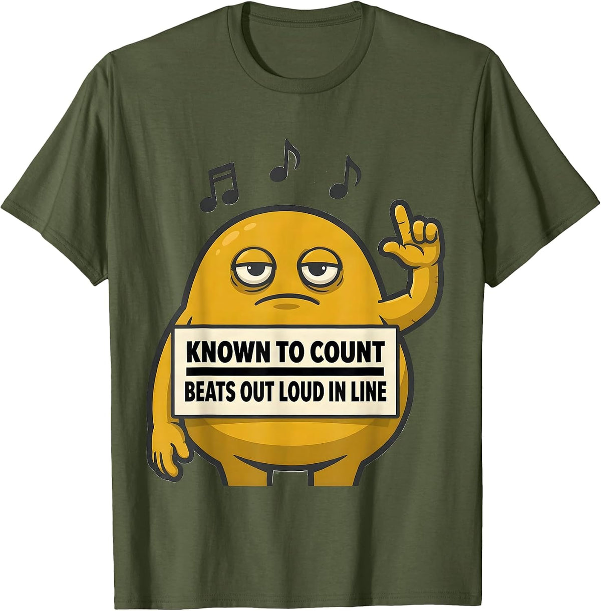 Men's Known To Count Beats Out Loud In Line Funny Music Lover Gift T-Shirt - Olive Green