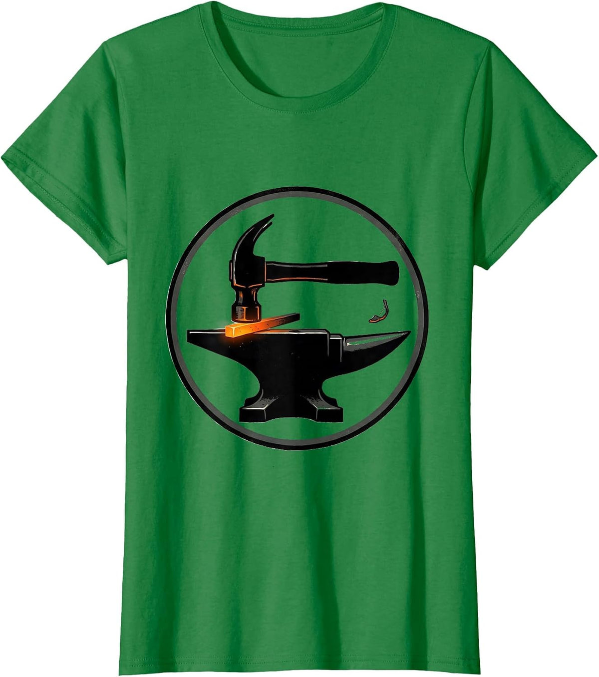 Women's Sealed Hammer Anvil Screenprint Blacksmith Humor T-Shirt - Kelly Green