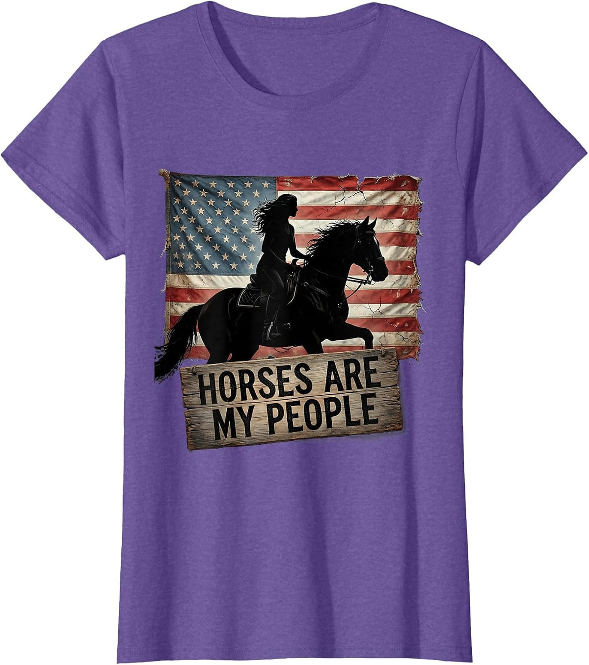 Horses Are My People Women's Horse Lover Design T-Shirt - Purple Heather